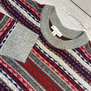 Gap Lambswool Nylon Nordic Fair Isle Aztec Pullover Sweater Jumper Red Men's XL